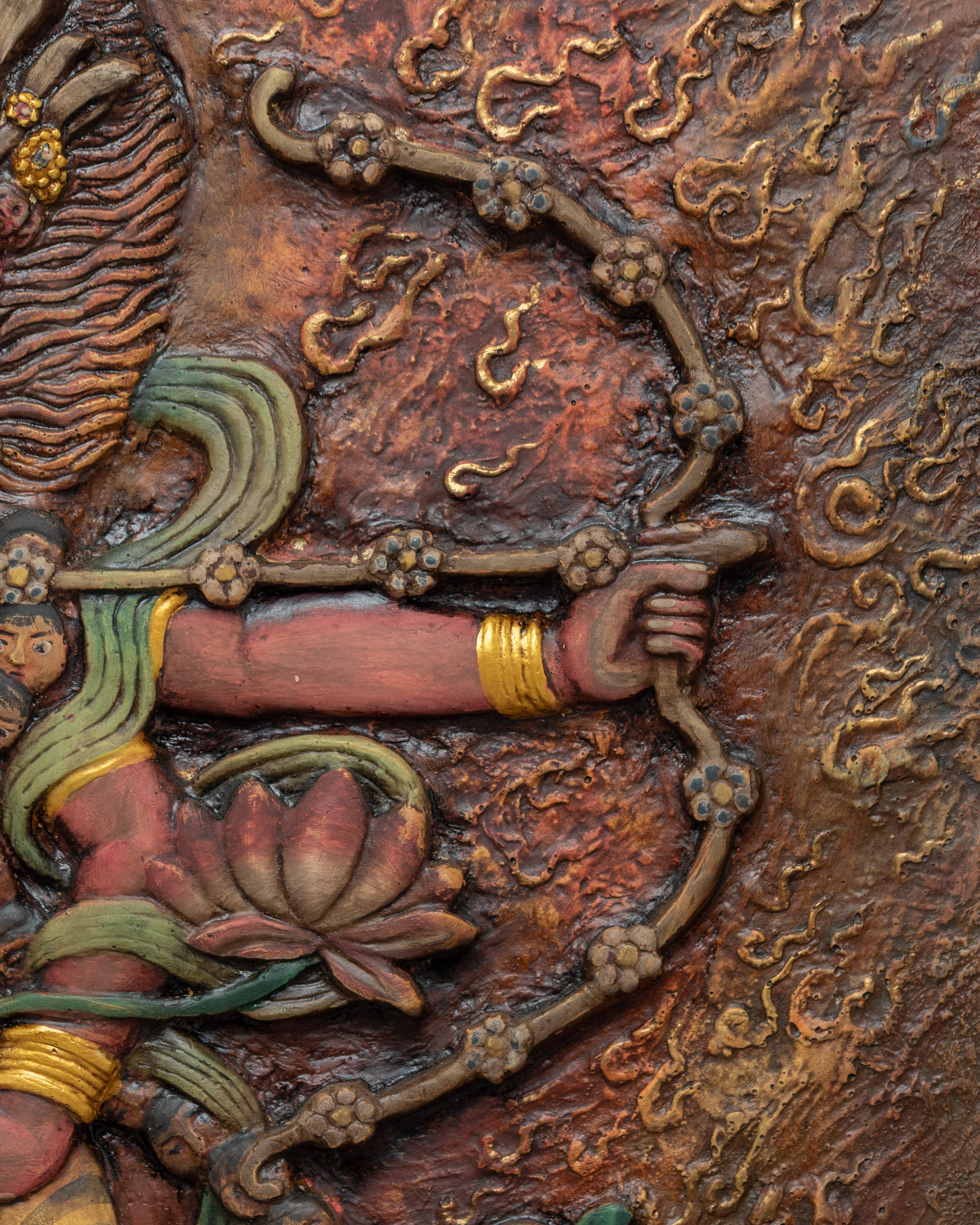 Wooden Kurukulla Mantra Practice Thangka | Traditional Hand-Crafted Art