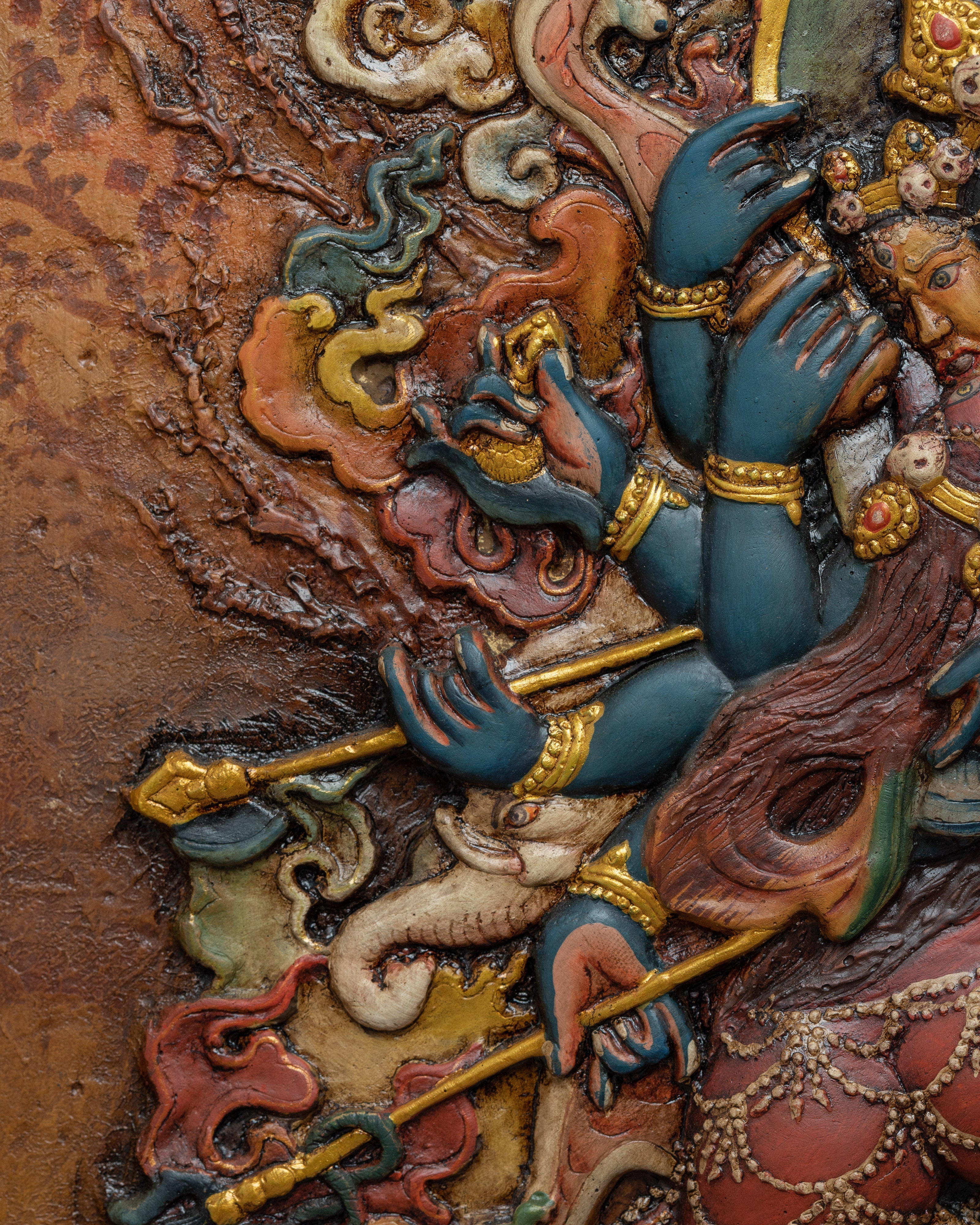 Tibetan Heruka Chakrasamvara Wooden Thangka | Buddhist Home Decor Thanka