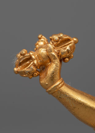 Machine Bodhisattva Vajrapani Sculpture | Gold-Plated Tibetan Buddhist Art