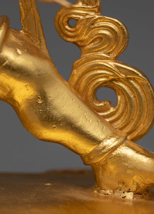 Machine Bodhisattva Vajrapani Sculpture | Gold-Plated Tibetan Buddhist Art