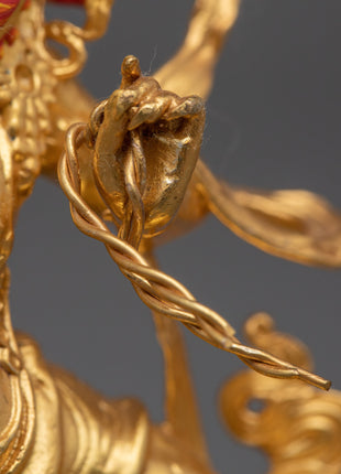 Machine Bodhisattva Vajrapani Sculpture | Gold-Plated Tibetan Buddhist Art