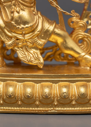 Machine Bodhisattva Vajrapani Sculpture | Gold-Plated Tibetan Buddhist Art