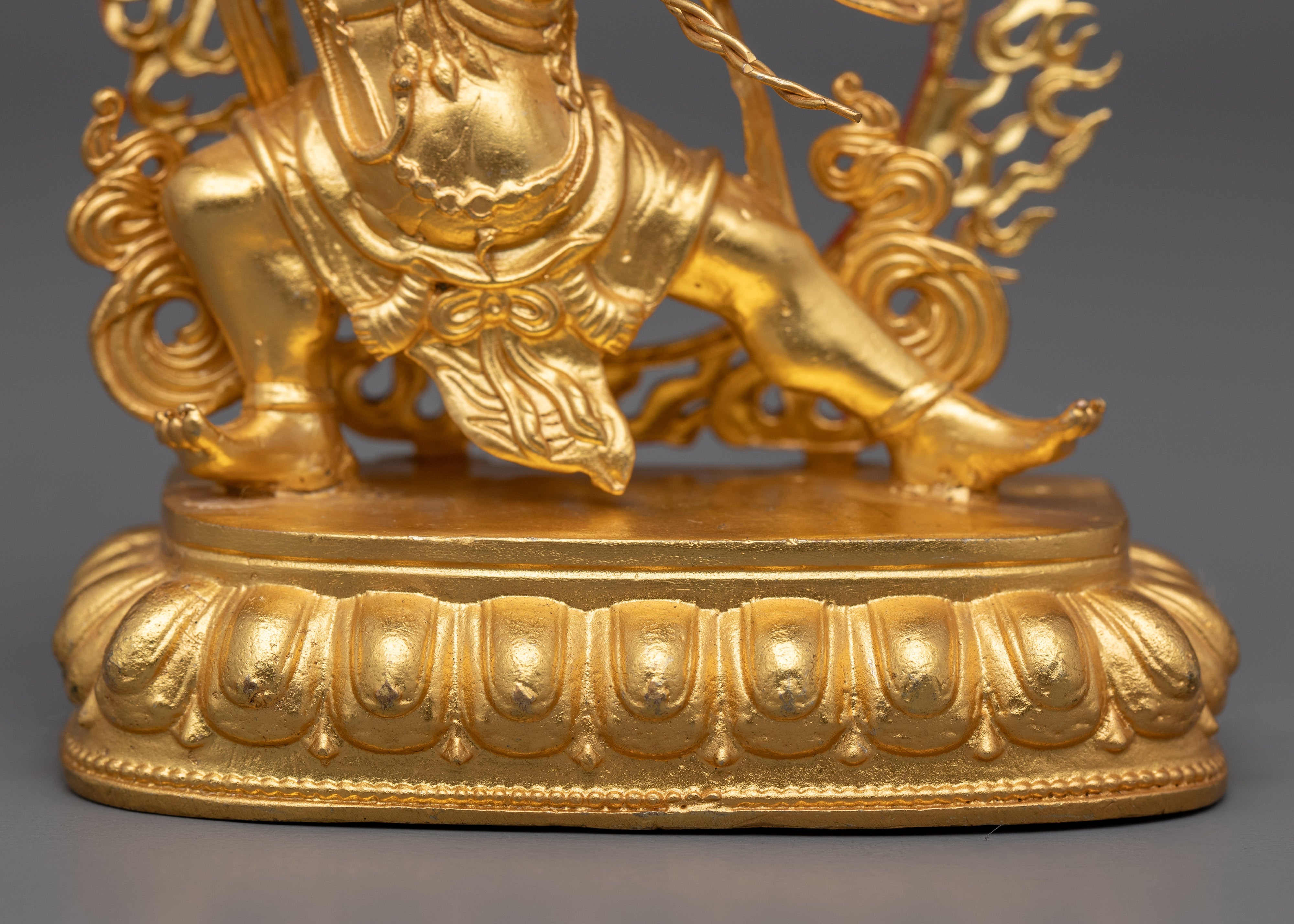 Machine Bodhisattva Vajrapani Sculpture | Gold-Plated Tibetan Buddhist Art