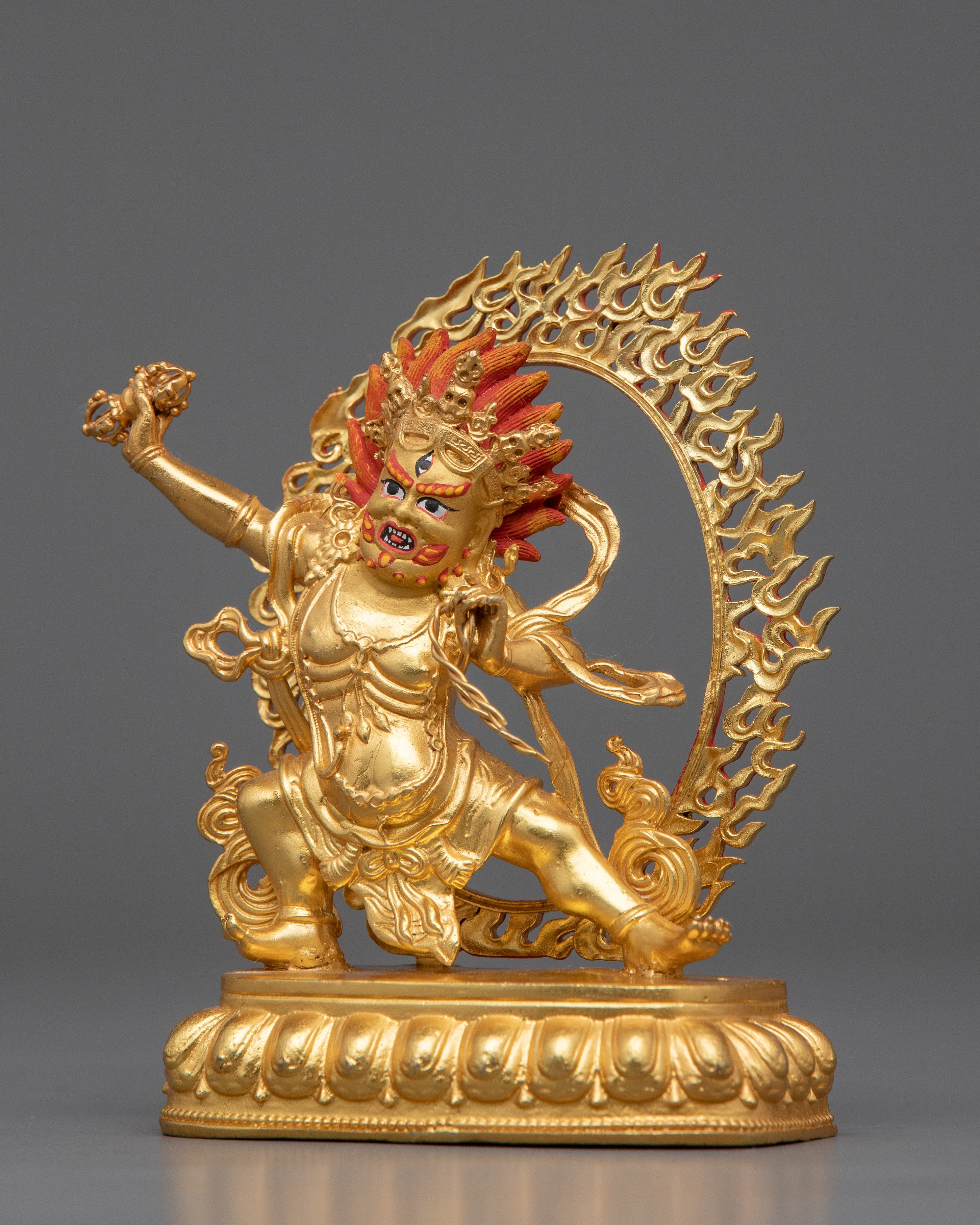 Machine Bodhisattva Vajrapani Sculpture | Gold-Plated Tibetan Buddhist Art