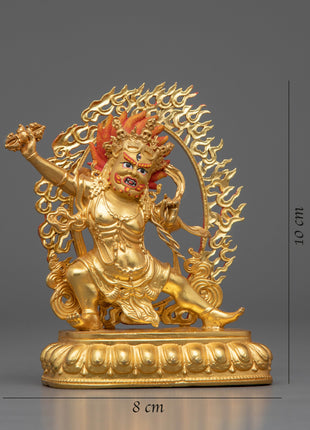 Machine Bodhisattva Vajrapani Sculpture | Gold-Plated Tibetan Buddhist Art