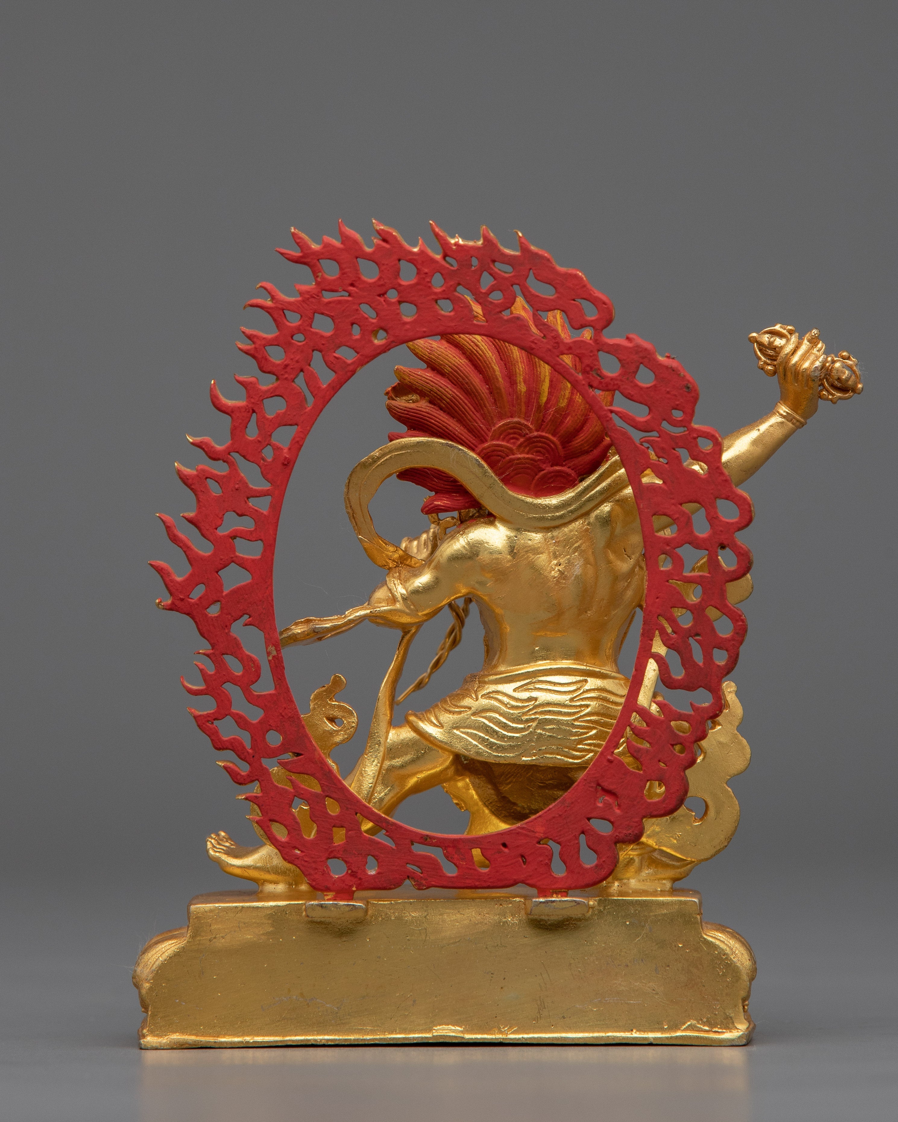 Machine Bodhisattva Vajrapani Sculpture | Gold-Plated Tibetan Buddhist Art