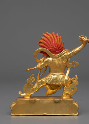 Machine Bodhisattva Vajrapani Sculpture | Gold-Plated Tibetan Buddhist Art