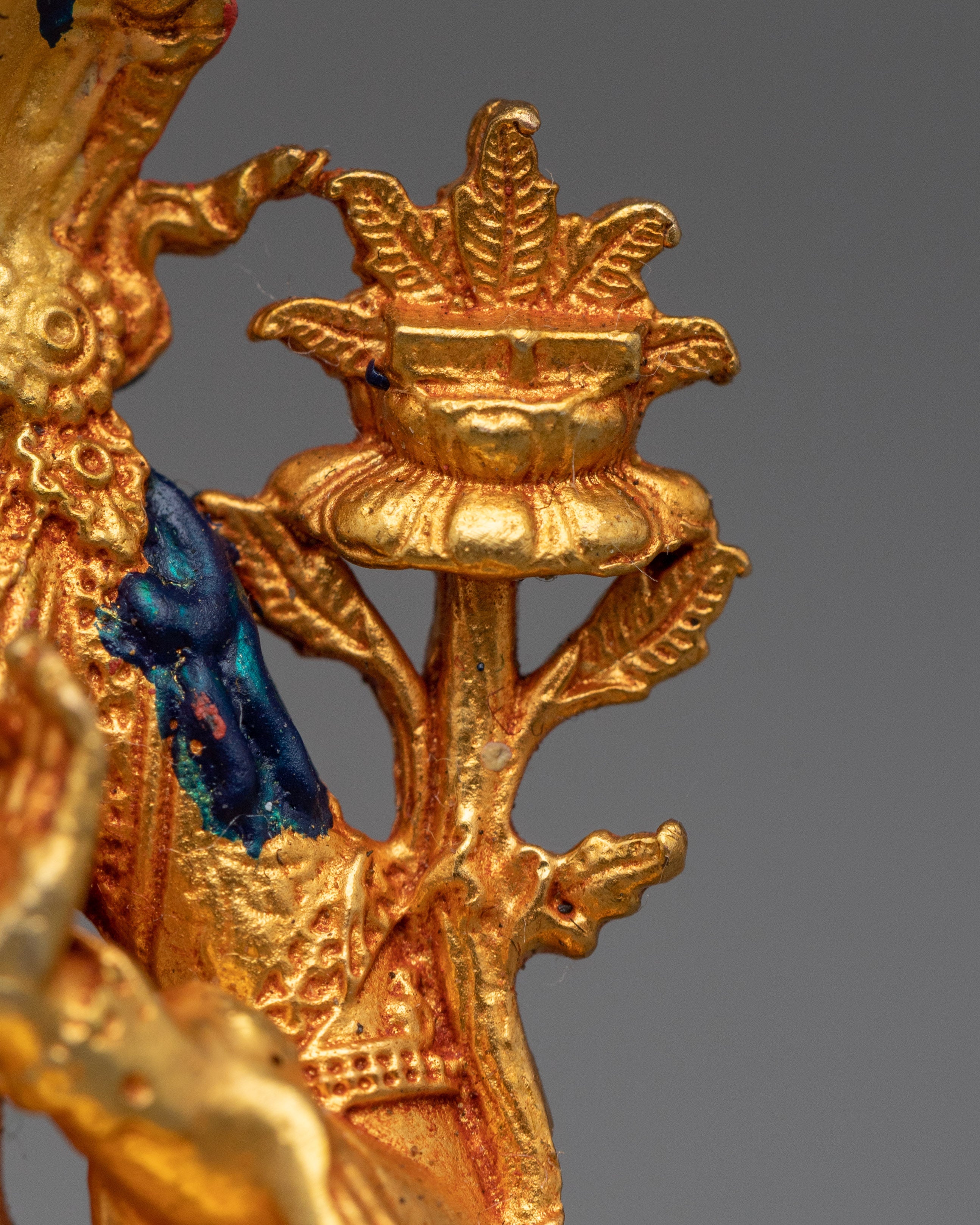 Machine-Made Manjushri Bodhisattva Statue | Buddhist Gold Gilded Copper Statue