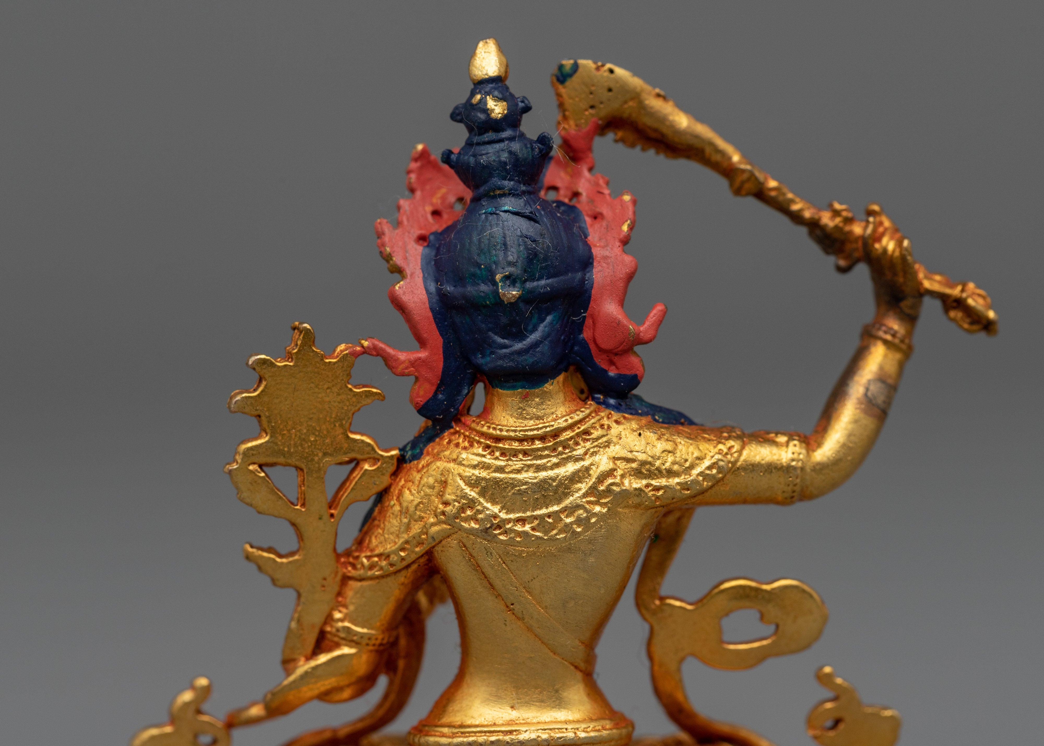 Machine-Made Manjushri Bodhisattva Statue | Buddhist Gold Gilded Copper Statue