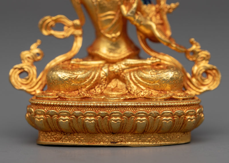 Machine-Made Manjushri Bodhisattva Statue | Buddhist Gold Gilded Copper Statue