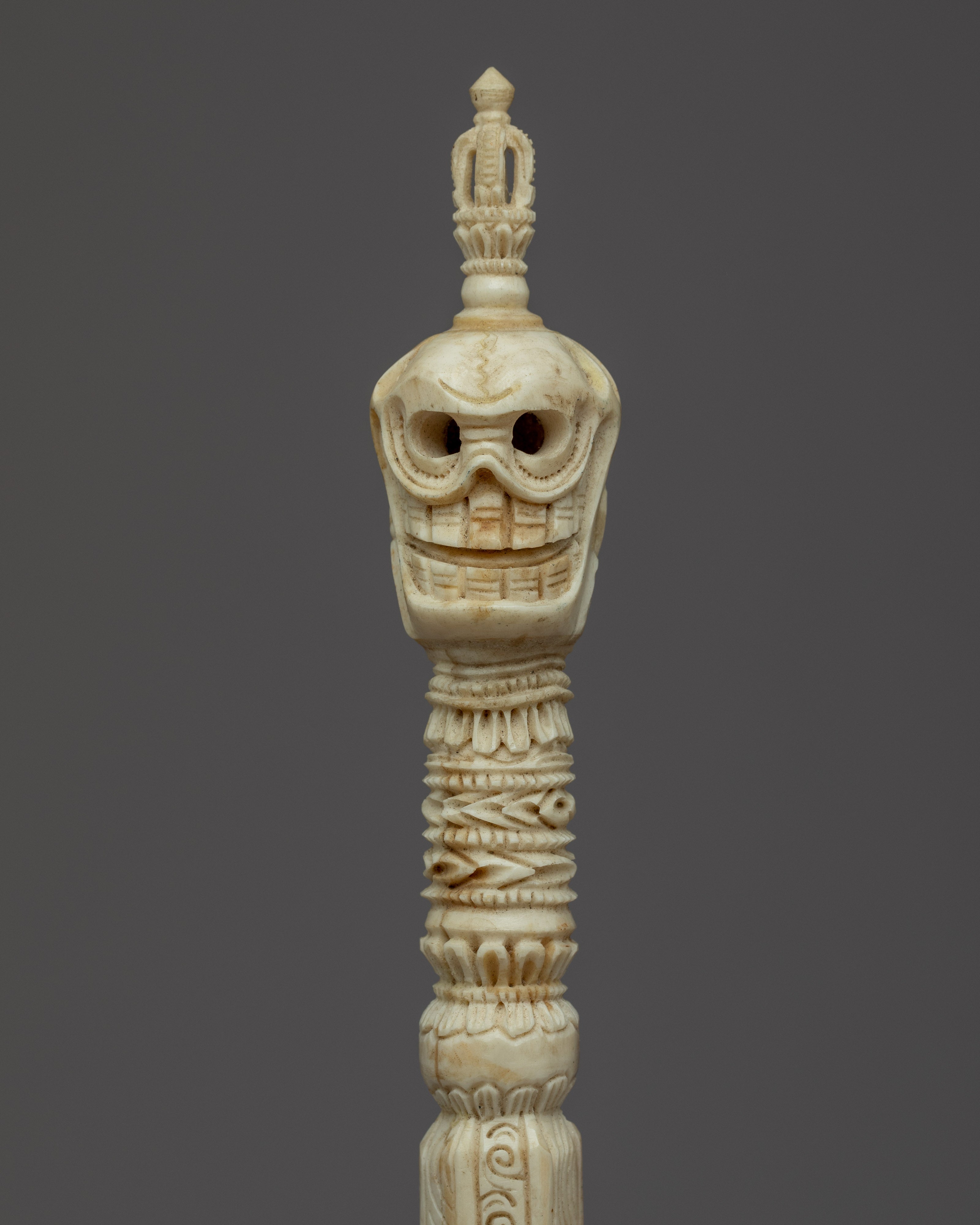 Hand Carved Single Skull Headed Phurba | Traditional Buddhist Ritual Dagger