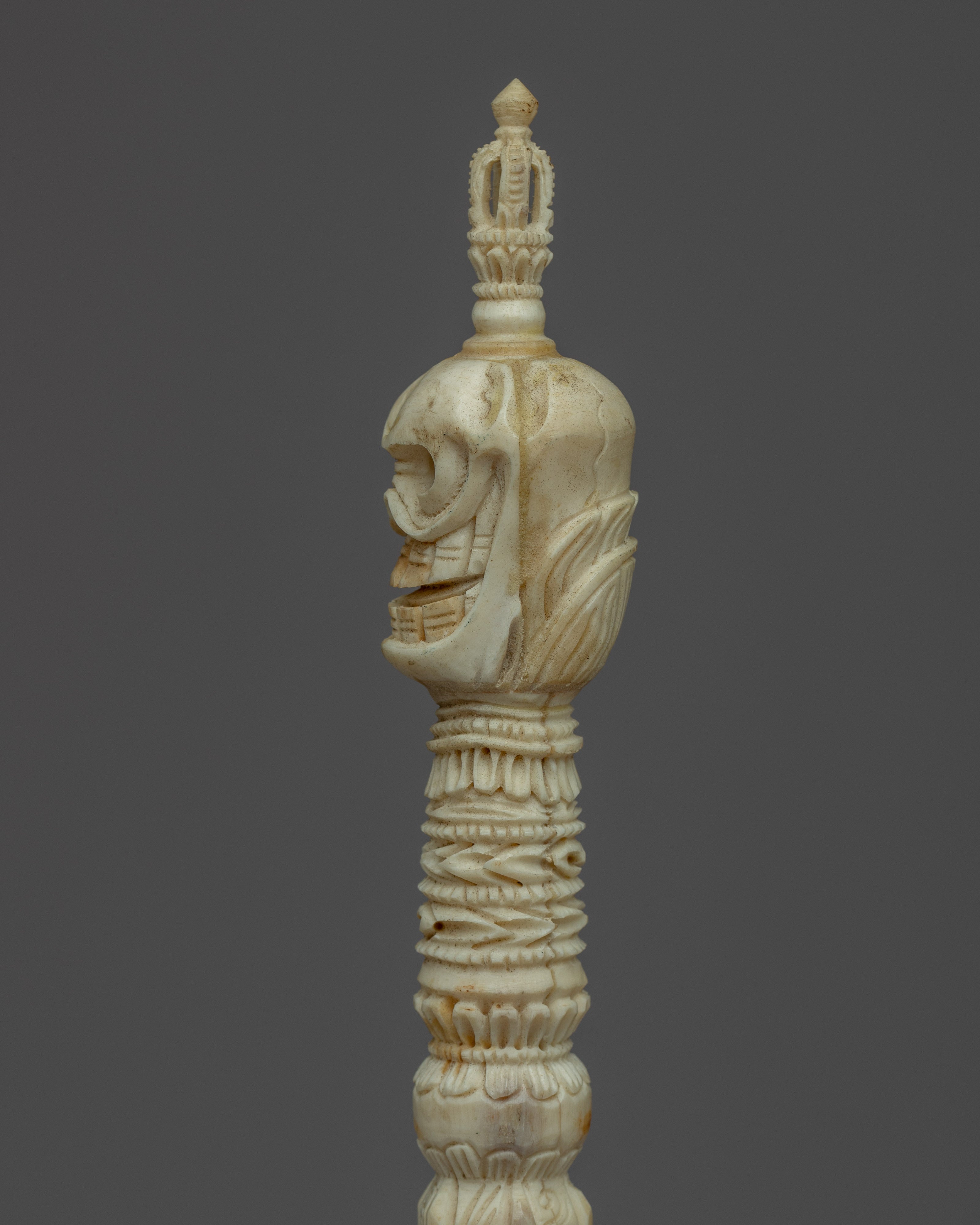 Hand Carved Single Skull Headed Phurba | Traditional Buddhist Ritual Dagger