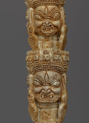 Himalayan 9 Headed Bone Phurba | Tibet Ritual Dagger