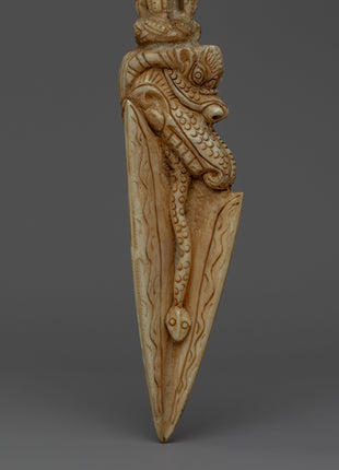 Himalayan 9 Headed Bone Phurba | Tibet Ritual Dagger