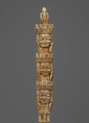 Himalayan 9 Headed Bone Phurba | Tibet Ritual Dagger