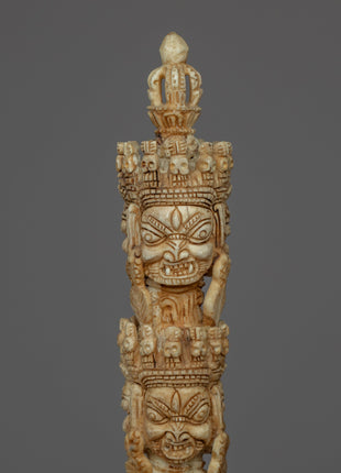 Himalayan 9 Headed Bone Phurba | Tibet Ritual Dagger
