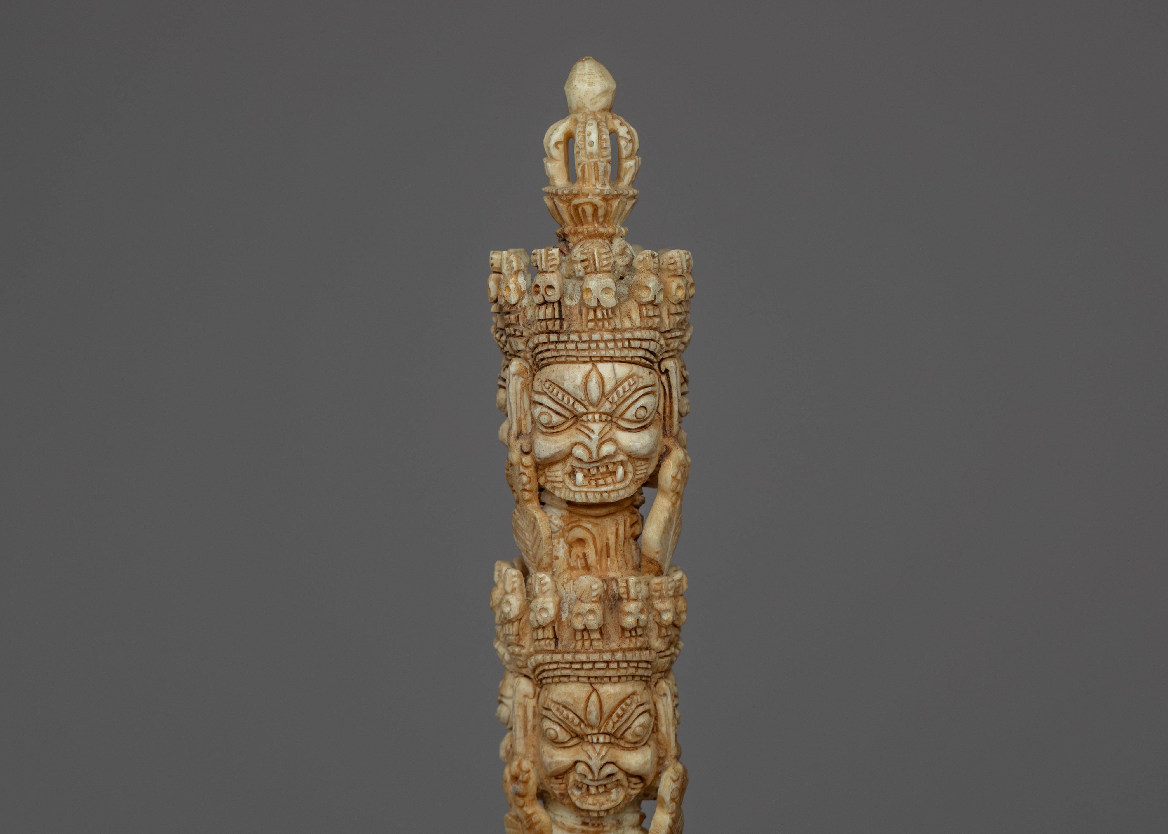 Himalayan 9 Headed Bone Phurba | Tibet Ritual Dagger
