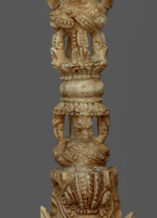 Himalayan 9 Headed Bone Phurba | Tibet Ritual Dagger