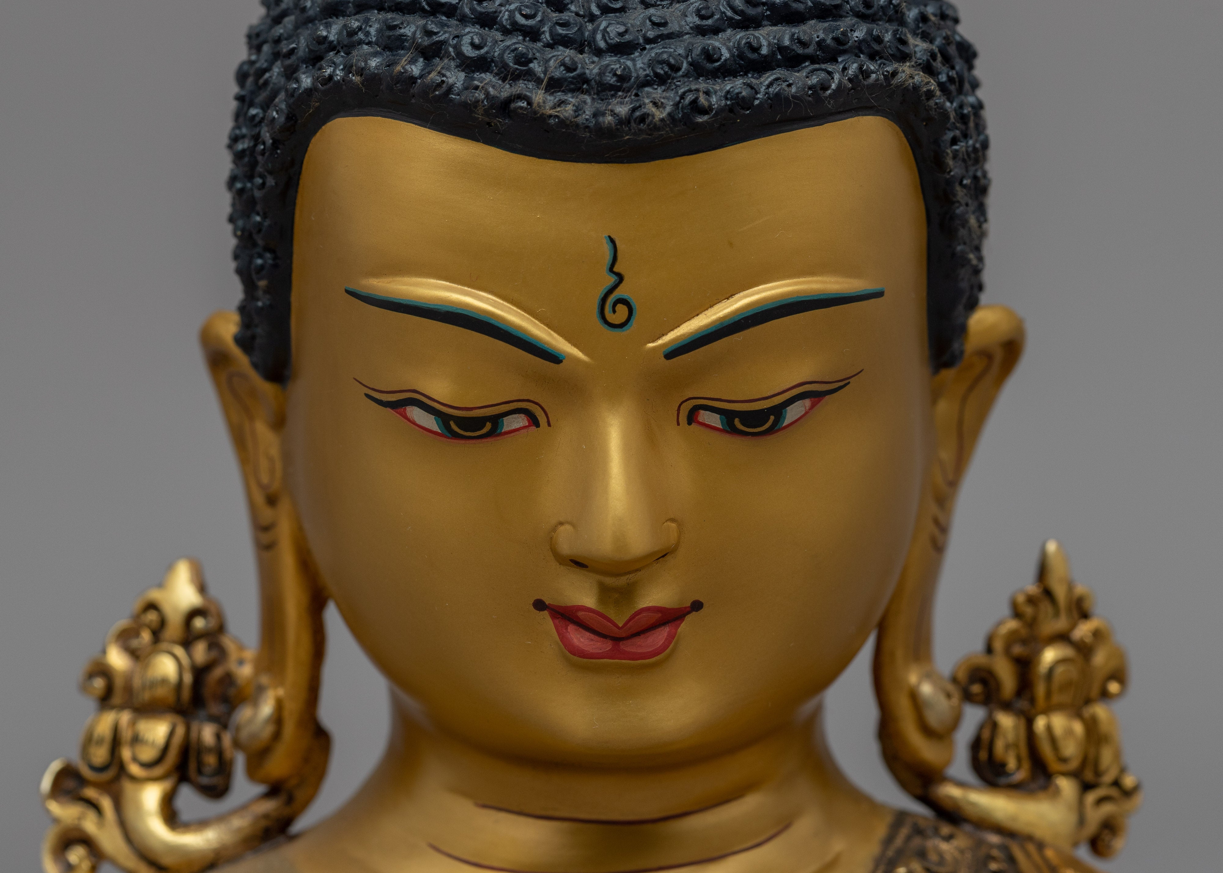 Decorative Buddha Head | Gold-Plated Himalayan Art