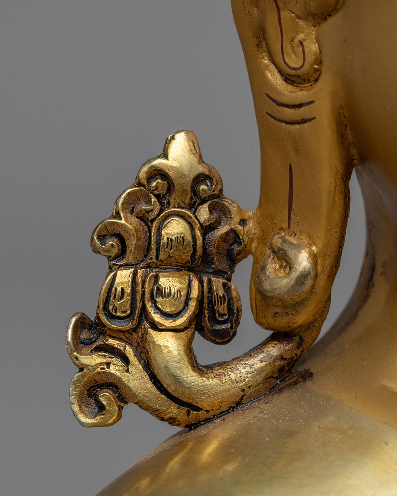 Decorative Buddha Head | Gold-Plated Himalayan Art