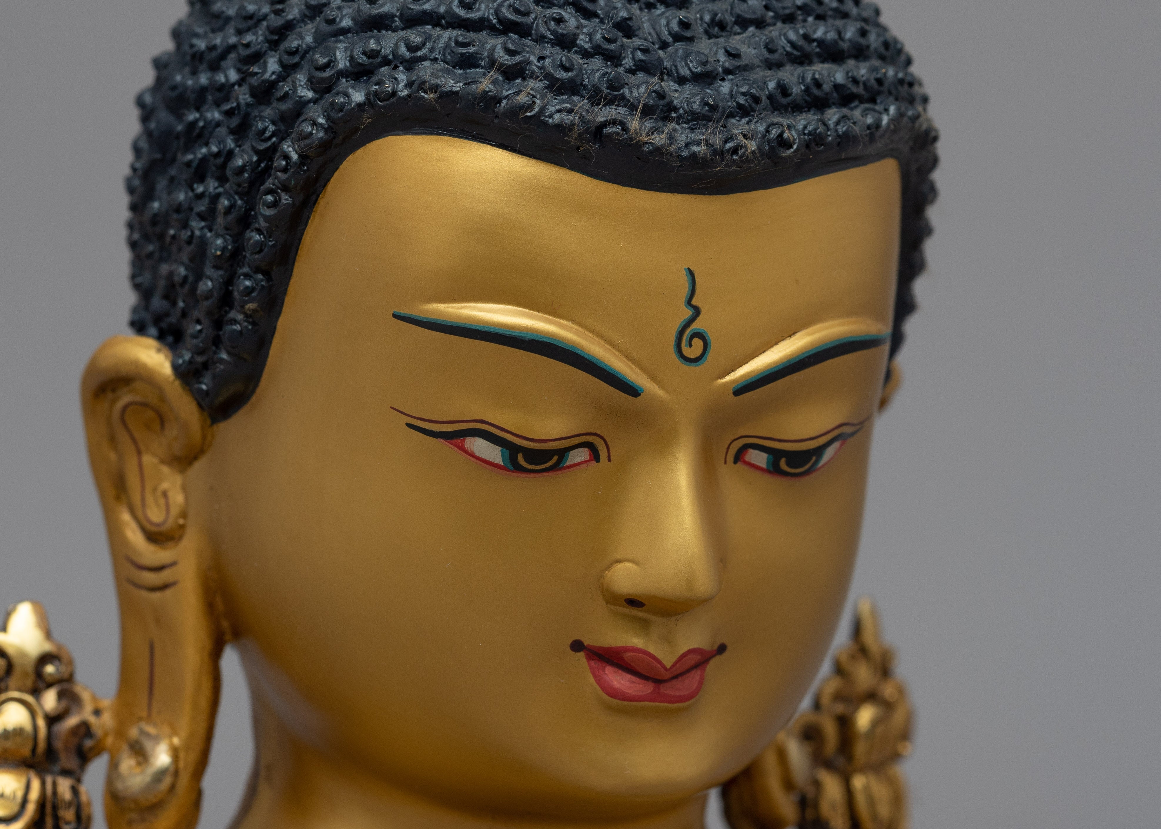 Decorative Buddha Head | Gold-Plated Himalayan Art