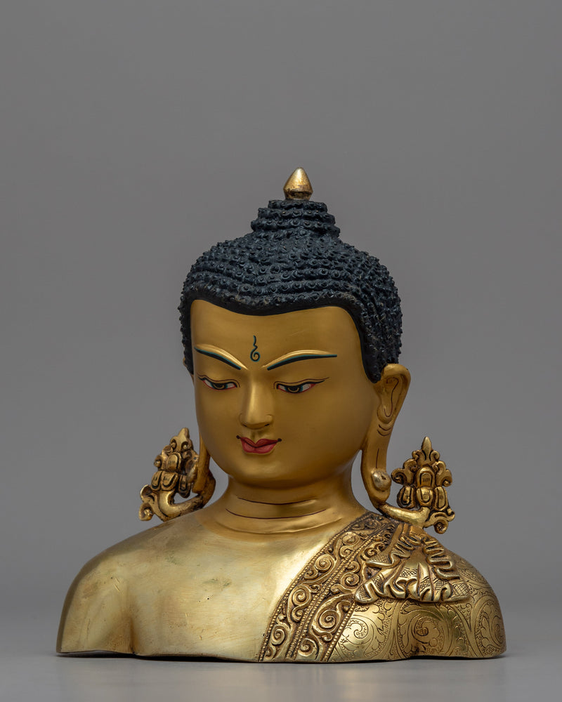 Decorative Buddha Head | Gold-Plated Himalayan Art