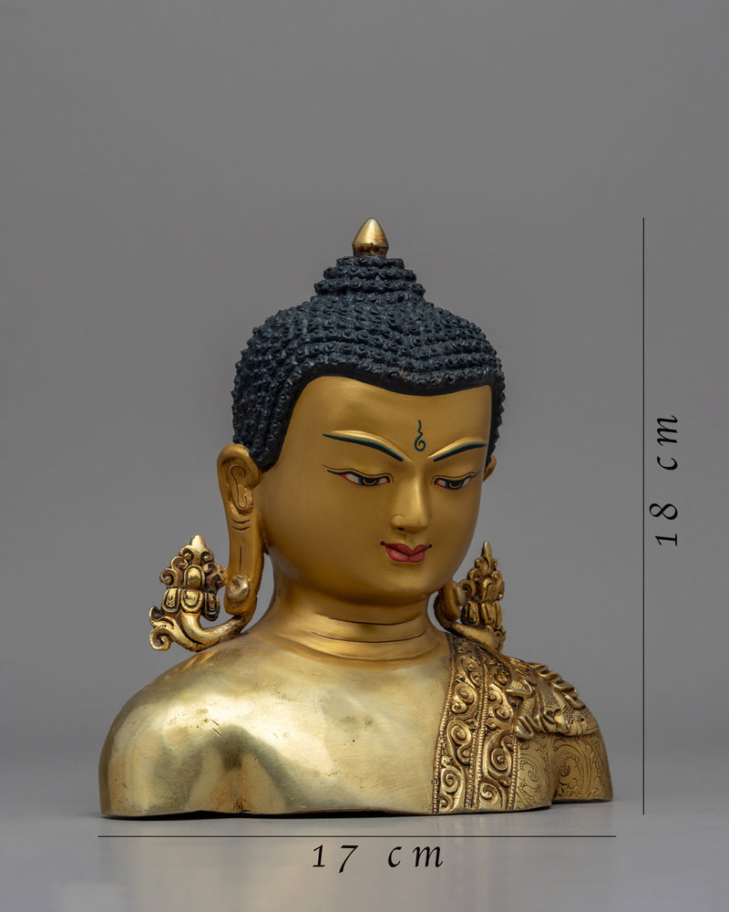 Decorative Buddha Head | Gold-Plated Himalayan Art