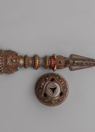 Buddhist Dorje Phurba | Oxidized Copper Dagger