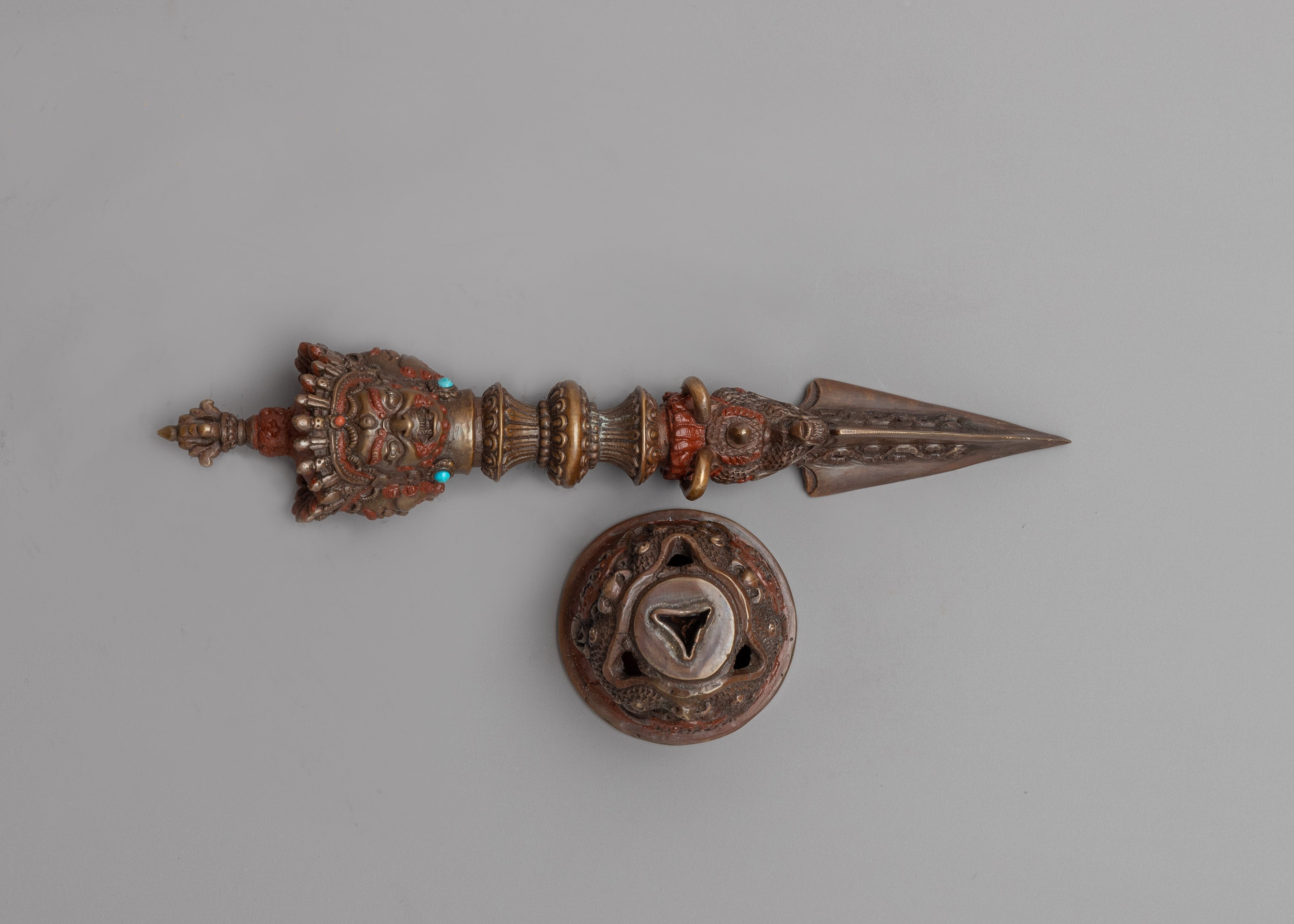 Buddhist Dorje Phurba | Oxidized Copper Dagger