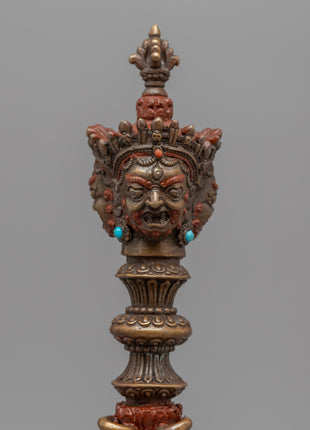 Buddhist Dorje Phurba | Oxidized Copper Dagger