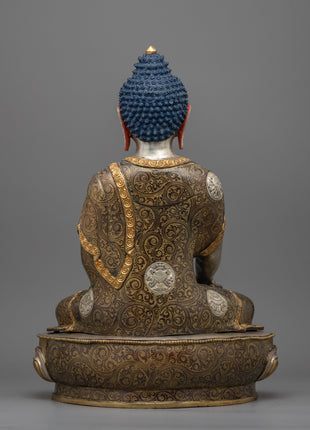 Buddha Shakyamuni Statue | Silver Plating Tibetan Style Buddhist Statue