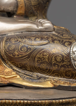 Buddha Shakyamuni Statue | Silver Plating Tibetan Style Buddhist Statue