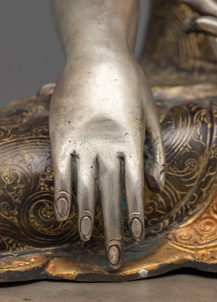 Buddha Shakyamuni Statue | Silver Plating Tibetan Style Buddhist Statue