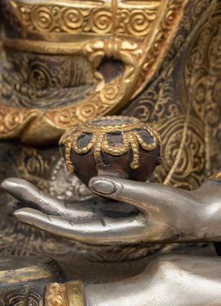 Buddha Shakyamuni Statue | Silver Plating Tibetan Style Buddhist Statue