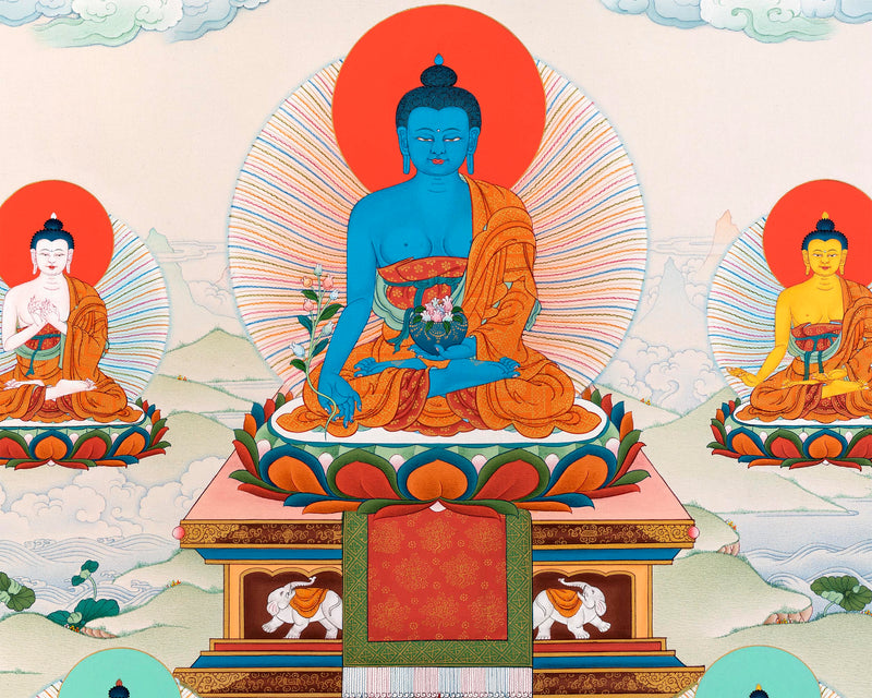 8 Medicine Buddhas | Bhaisajyaguru | Thangka Painting