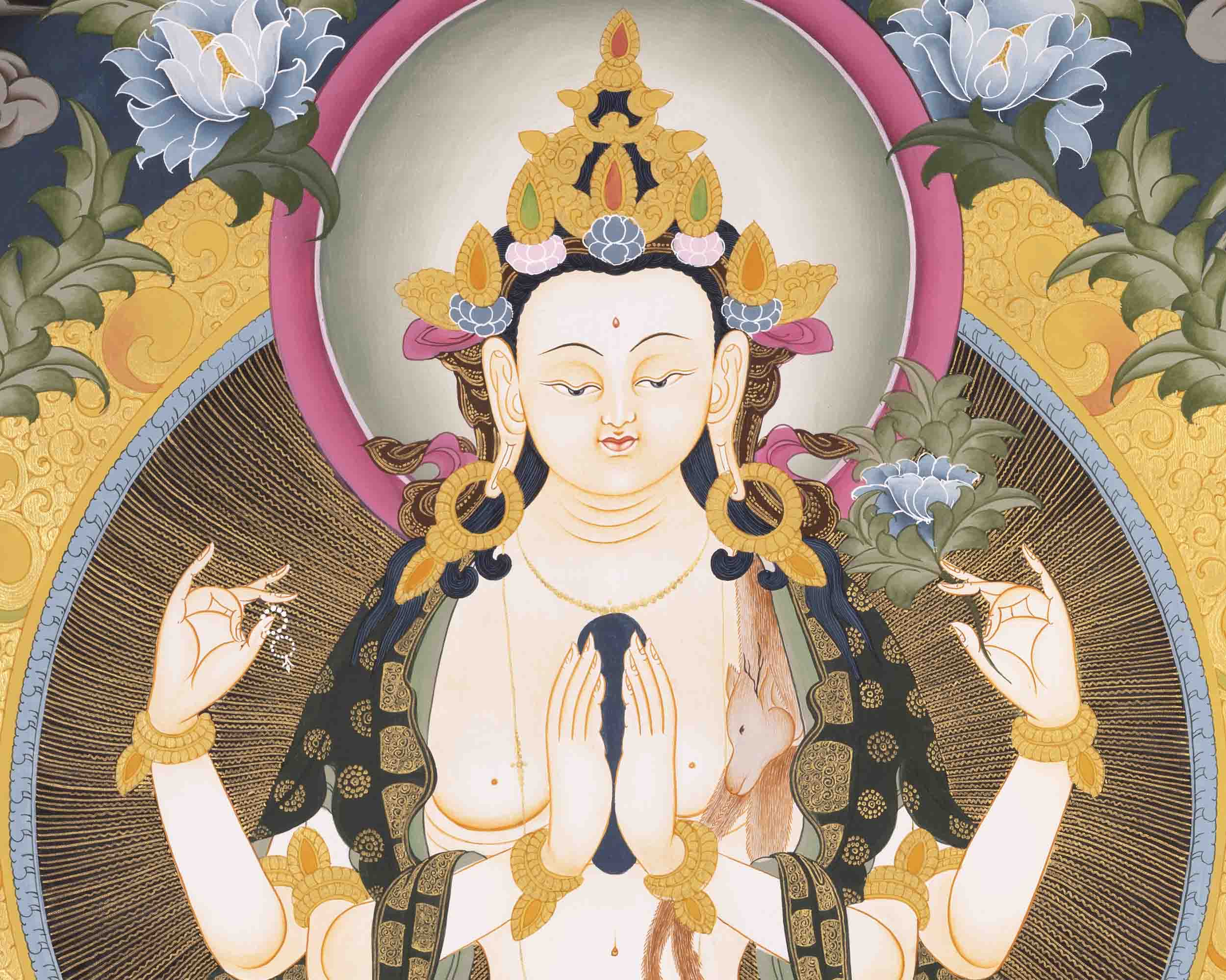 Chenresig Thangka | Avalokiteshvara | Handpainted Religious Art