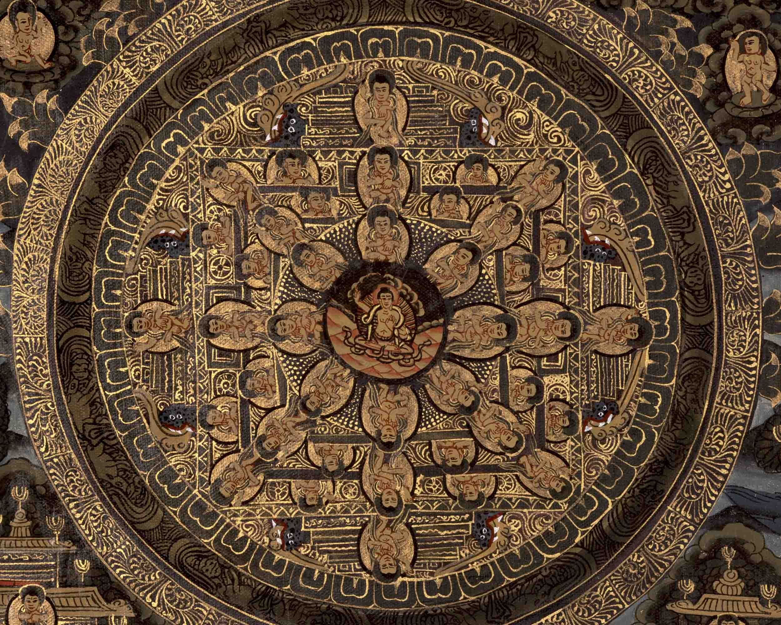 Traditional Manjushree Mandala Thangka | Tibetan Buddhist Handpainting