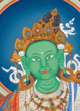 Green Tara Thangka Painting | Enlightened Female Buddha