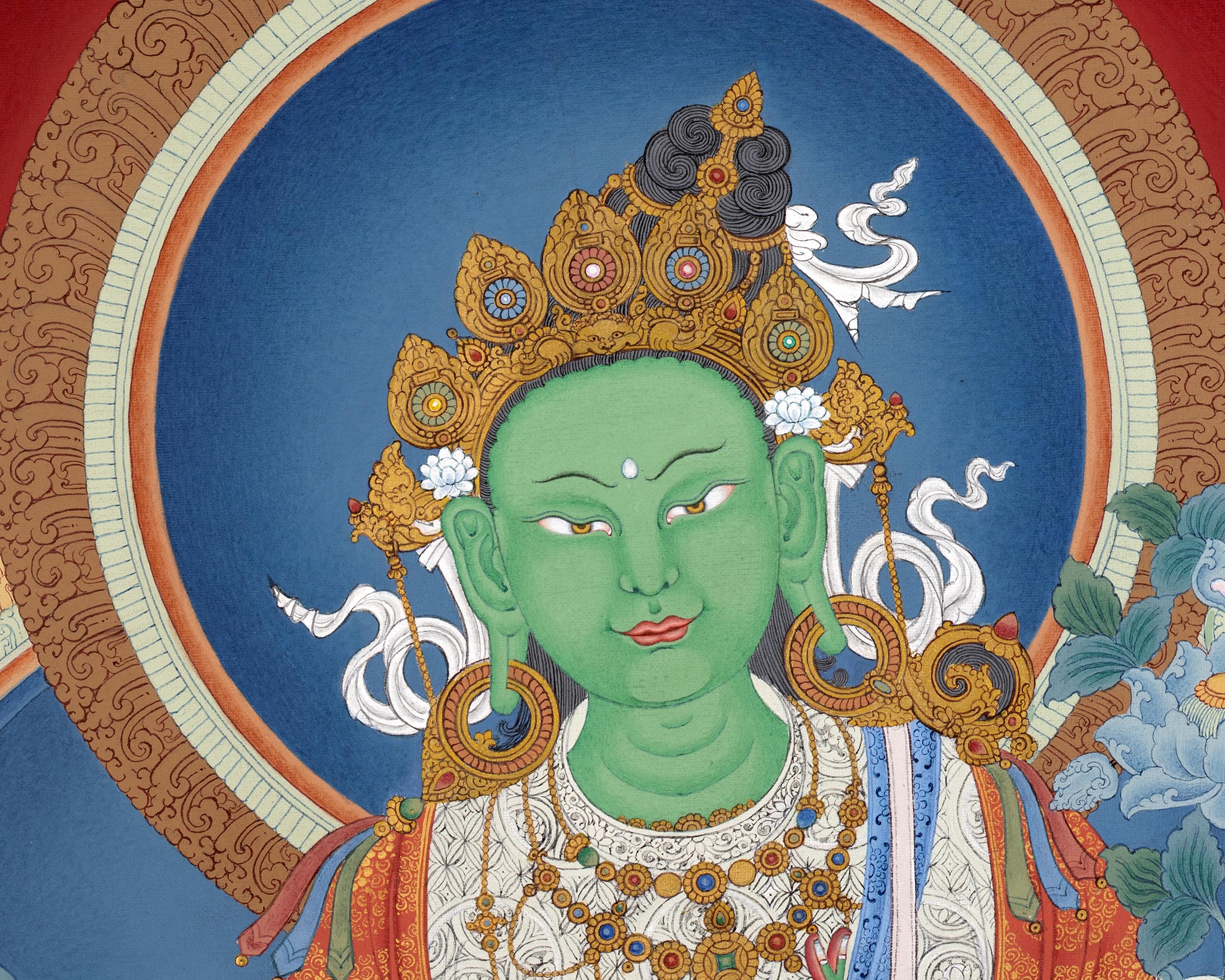 Green Tara Thangka Painting | Enlightened Female Buddha
