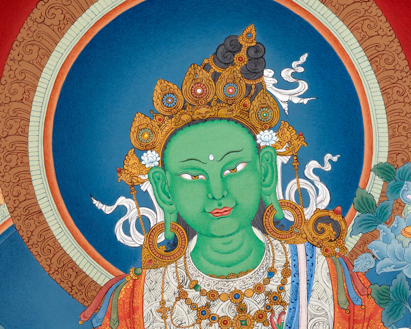 Green Tara Thangka Painting | Enlightened Female Buddha