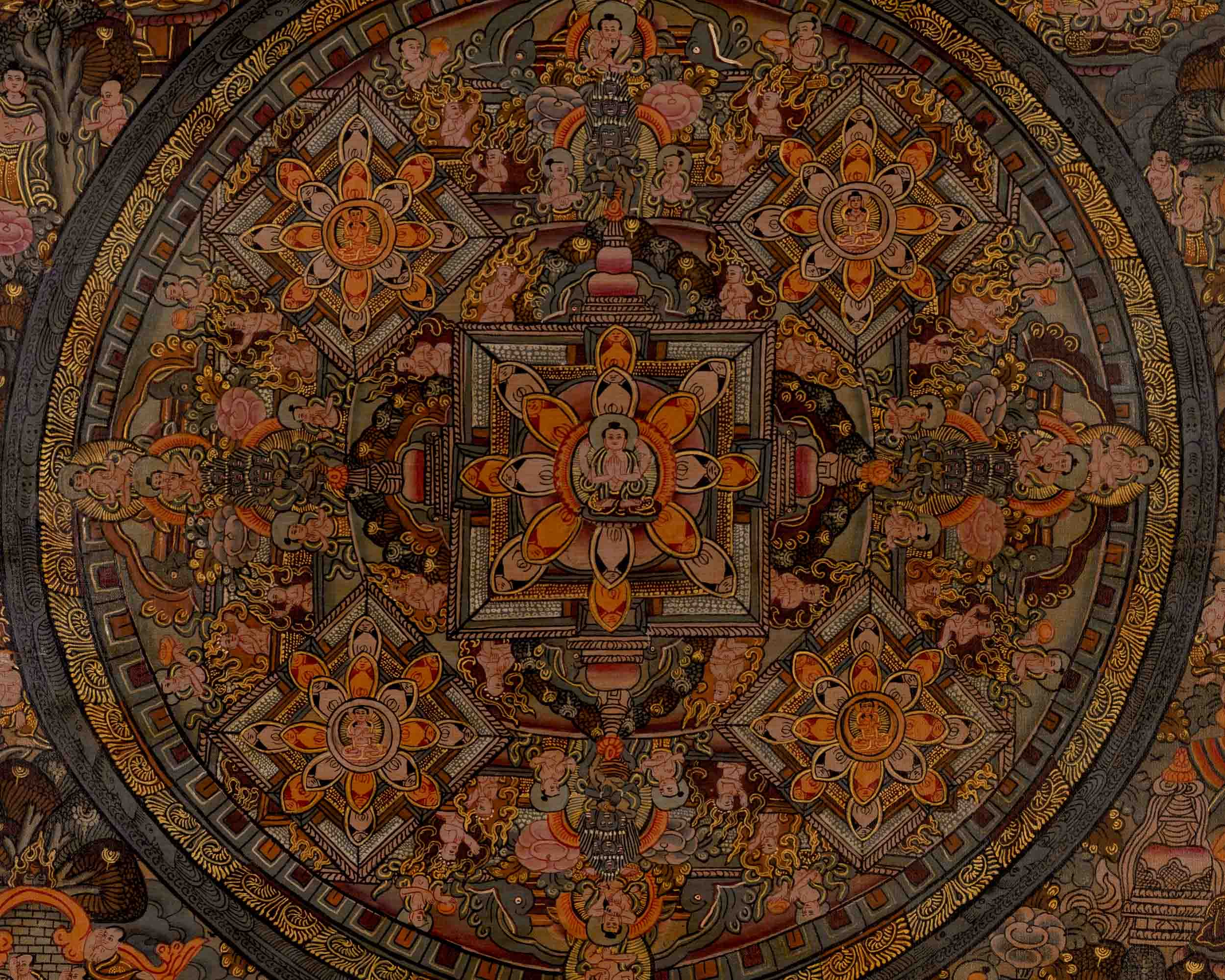 Buddha Mandala | Traditional Tibetan Thangka | Religious Wall Decors