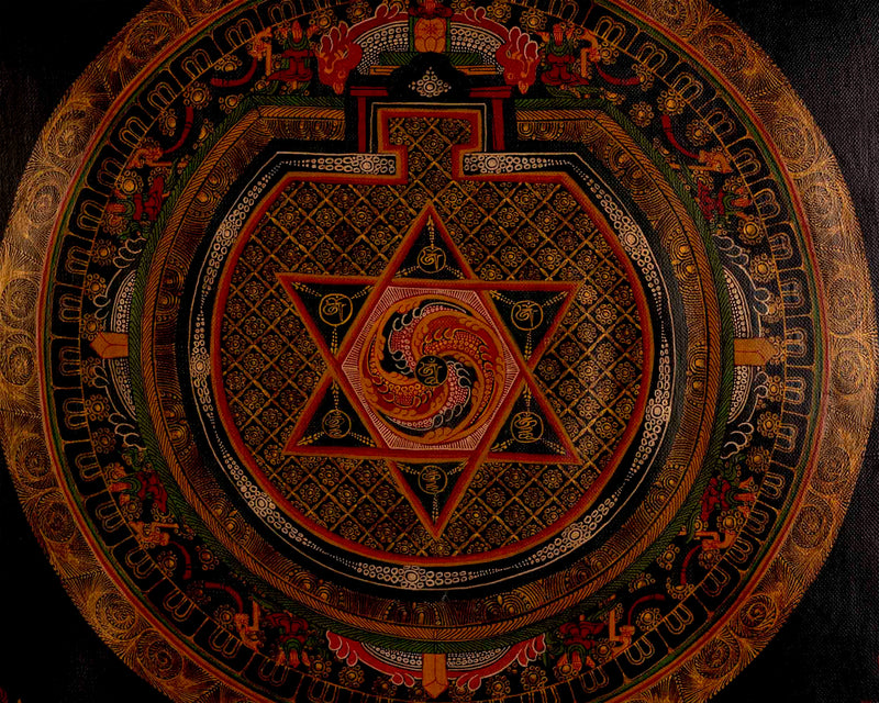 Oil Varnished Star Mandala Tibetan Thangka | Mandala Art