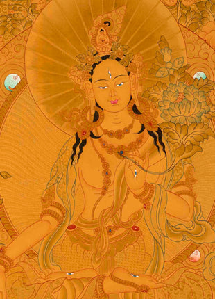 White Tara Thangka Painting | Meditation Canvas Art