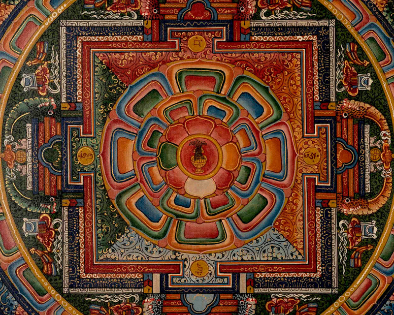 Traditional Mandala Thangka | Tibetan Handpainted Art | Religious Wall Decors