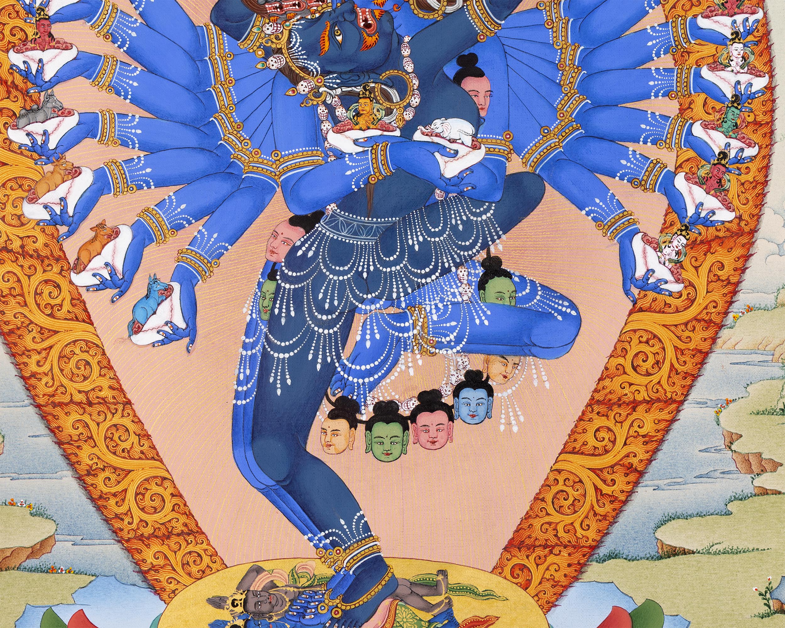 Hevajra With Consort Nairatmya Thangka Print | Buddhist Yidam Art