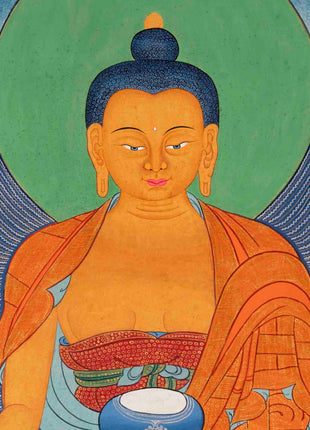 Serenity Embodied: Traditional Buddhist Art Wall Decor with Shakyamuni Buddha Thangka