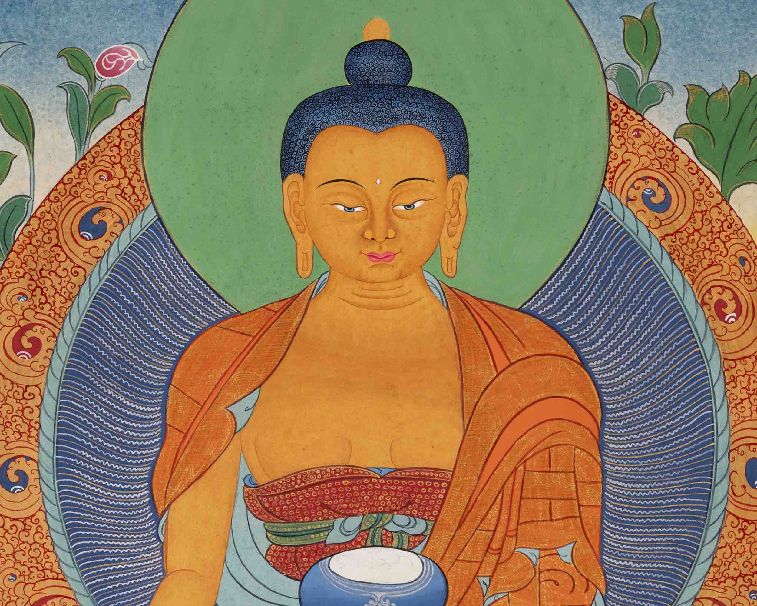 Serenity Embodied: Traditional Buddhist Art Wall Decor with Shakyamuni Buddha Thangka