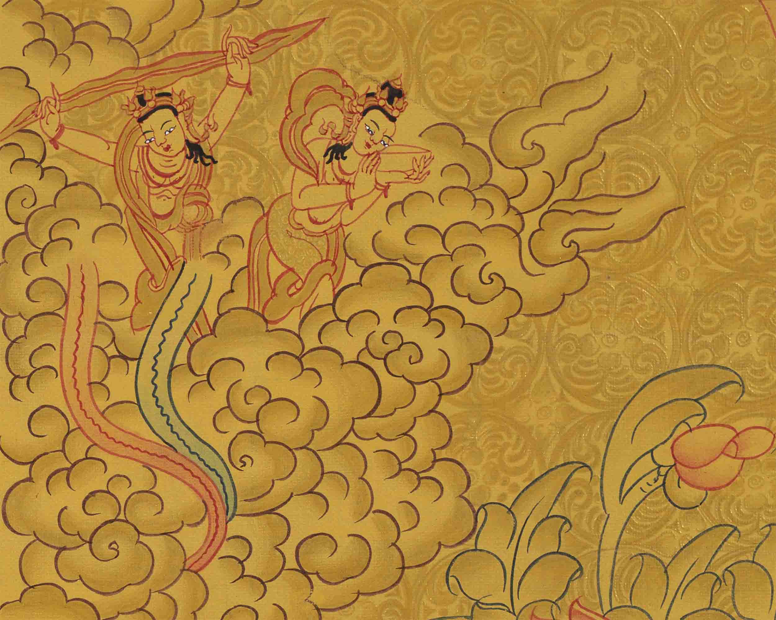 Full 24K Gold Green Tara Thangka | Wall Decoration Art