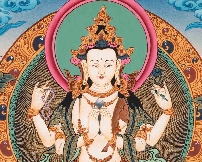 Avalokitesvara Chengrezig Thangka | Religious Painitng | Wall Decors