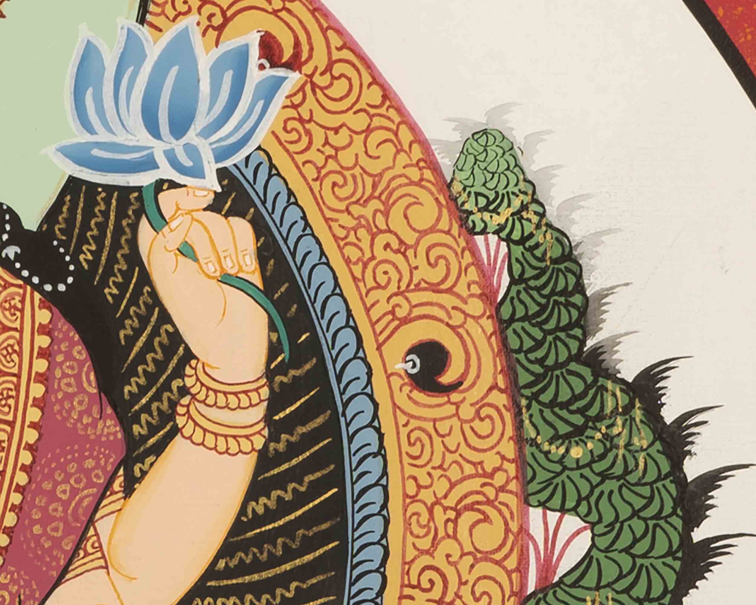 Goddess Laxmi Thangka | Hindu Wealth Deity | Wall Decoration
